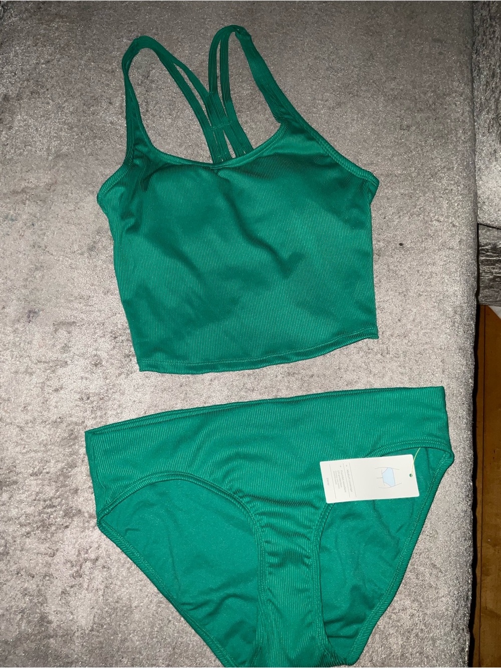 all in motion Emerald Green Ribbed Bandeau Tankini Set